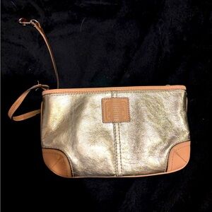 Coach Wristlet, gold and tan